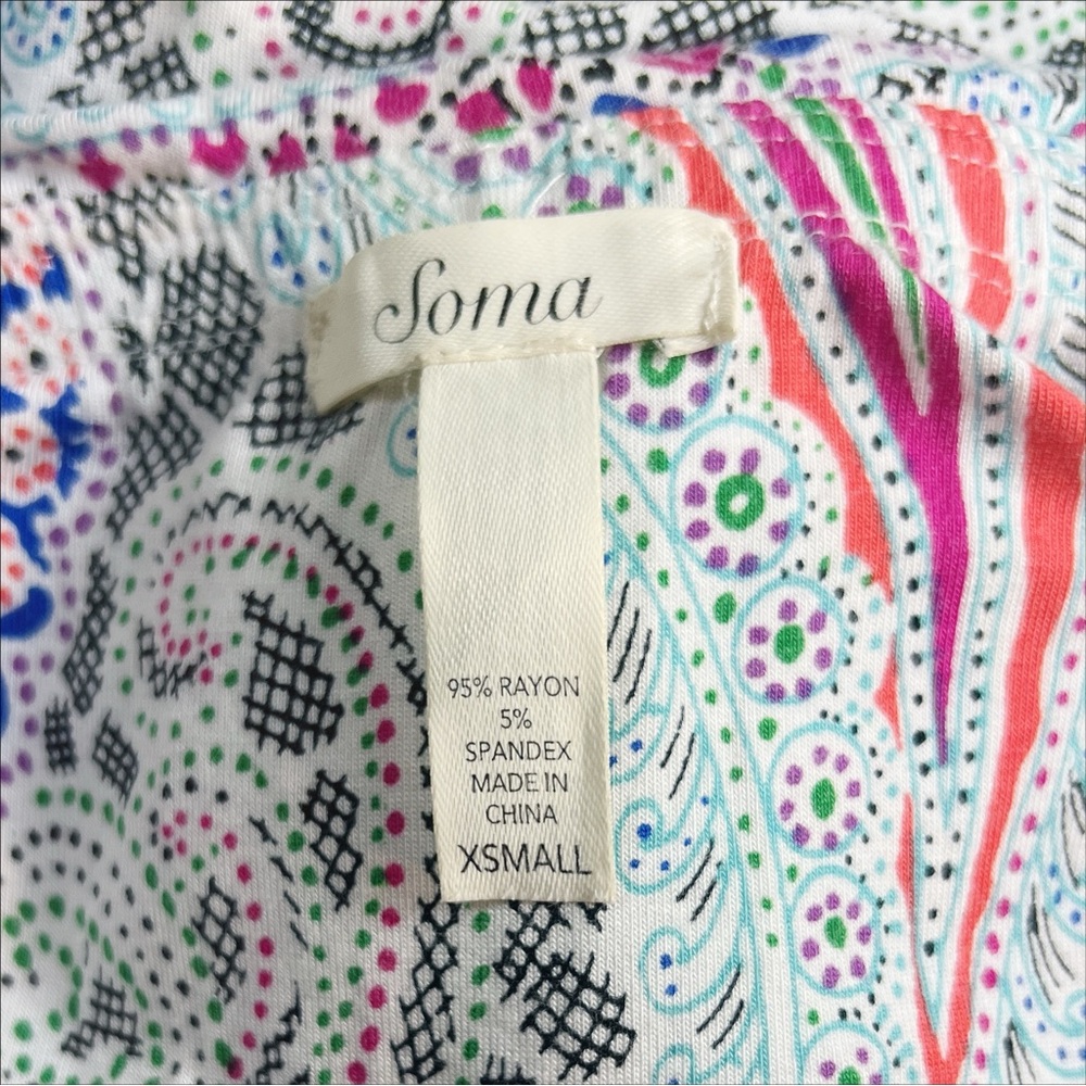 Soma Paisley Spaghetti Strap / Strapless Convertible Knit Dress Sz XS EUC - Picture 6 of 7